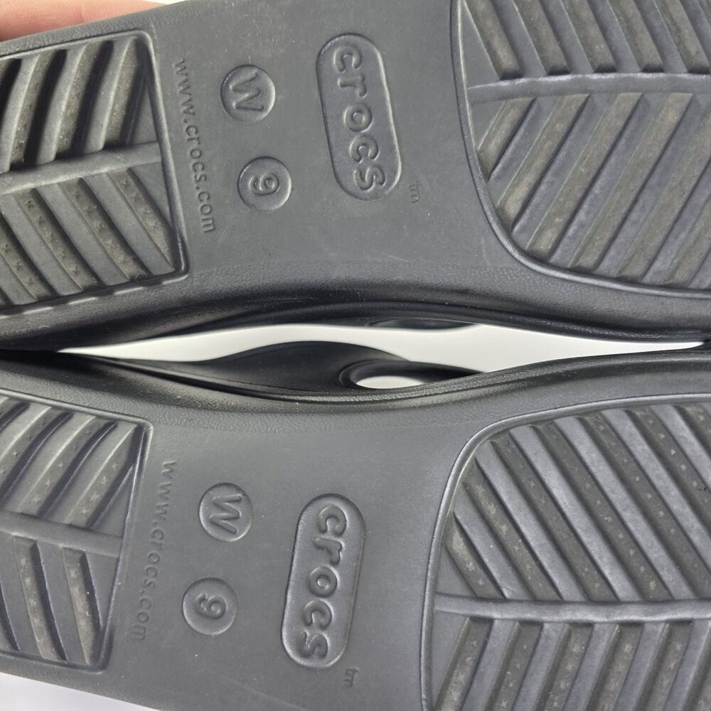 Crocs Sanrah Embellished Wedge Sandals Women's Size 9 Black Comfort Slides - Picture 7 of 11